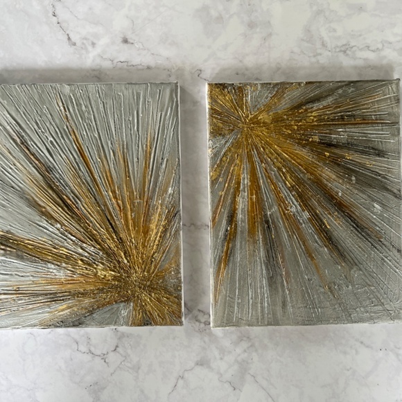 Sparkling Metallic Textured 3D Abstract Art Set of 2 - 8x10 Canvas Modern Décor - Picture 14 of 14